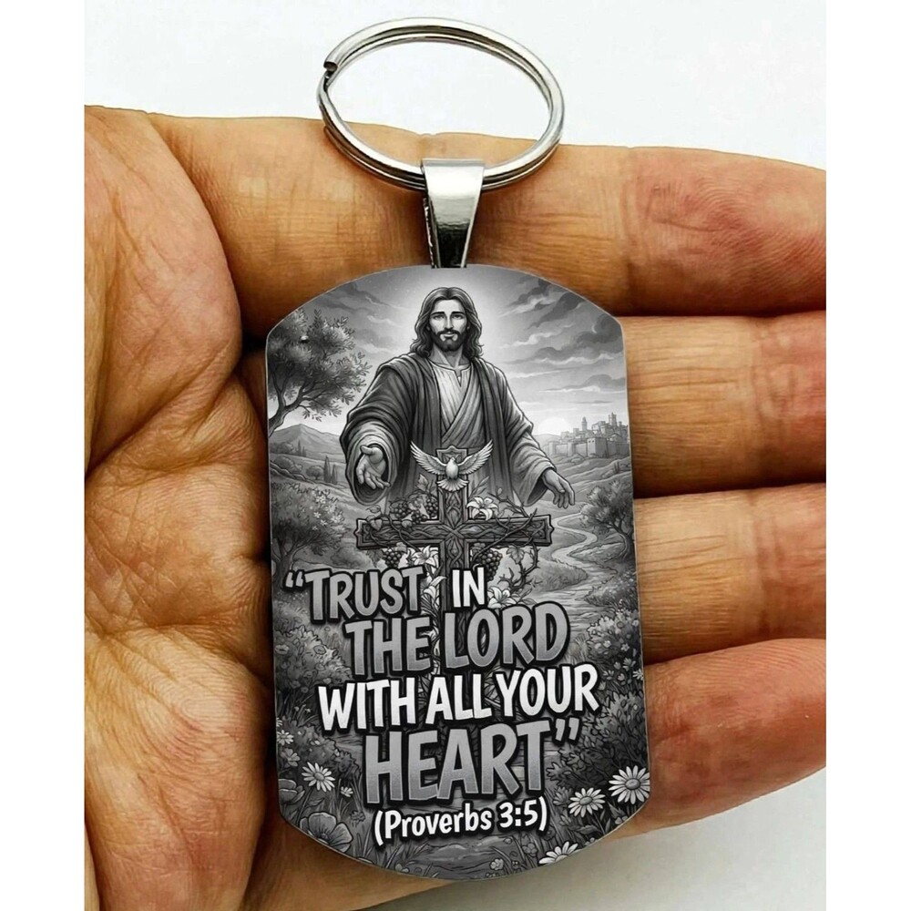 Trust Your Heart Quote God Lord Jesus Christ Stainless Keychain Reminder Bible
